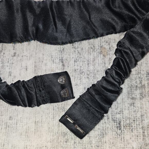 Sequin Beaded Stretch Belt Womens M/L Black Iridescent Snap Waist Evening - Picture 4 of 11